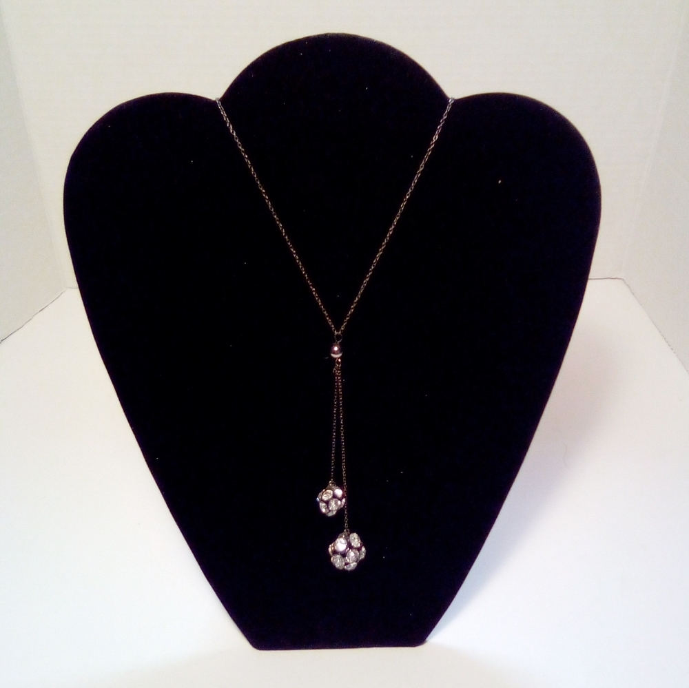 Fashion Y Necklace Rhinestones Balls Whimsigoth Witchy Lobster Claw Clasp